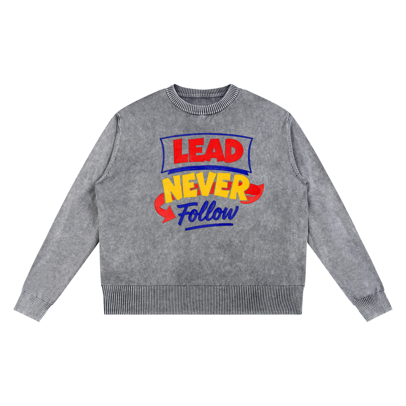 Lead Never Follow Mineral Wash Oversized Sweater