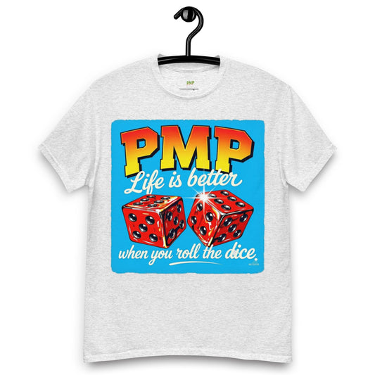 Roll the Dice Tee: Retro PMP Graphic, Combed Cotton