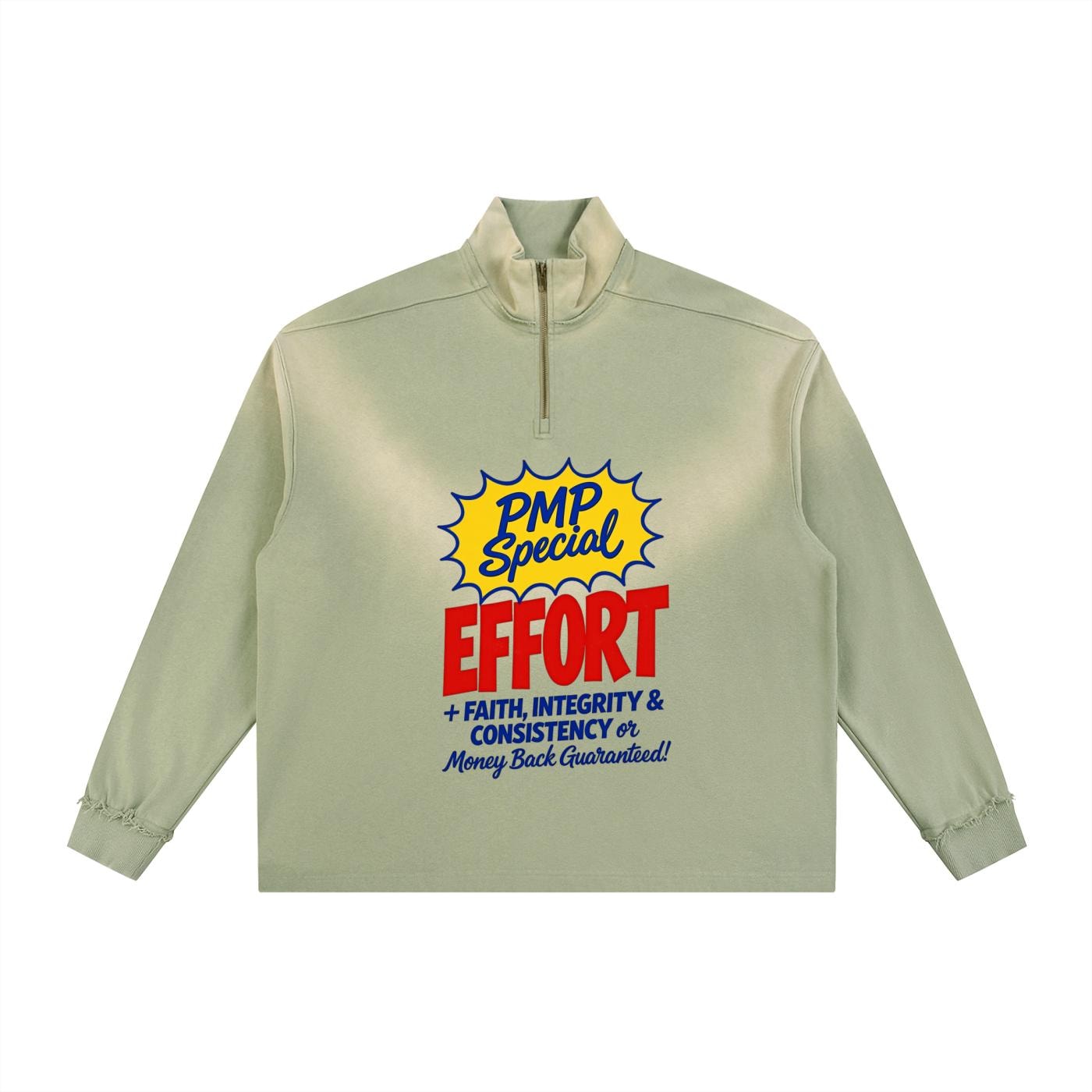 PMP Every Day Special Sun Fade Raw Edge Quarter-Zip Sweatshirt
