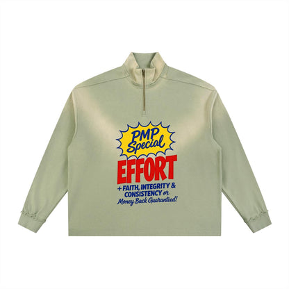 PMP Every Day Special Sun Fade Raw Edge Quarter-Zip Sweatshirt