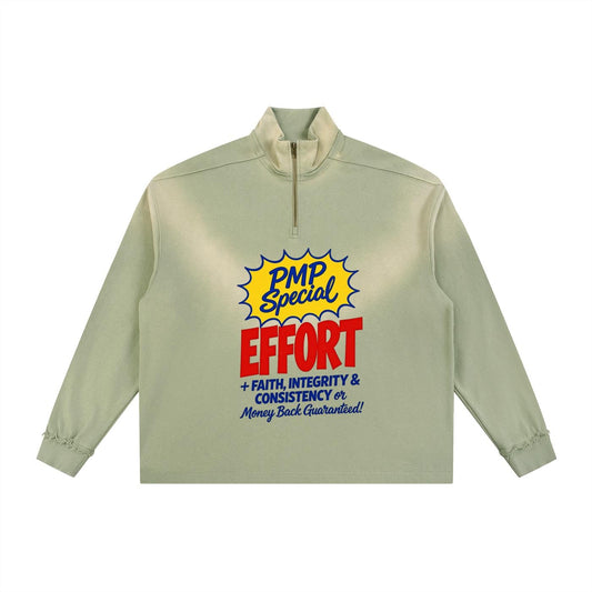 PMP Every Day Special Sun Fade Raw Edge Quarter-Zip Sweatshirt