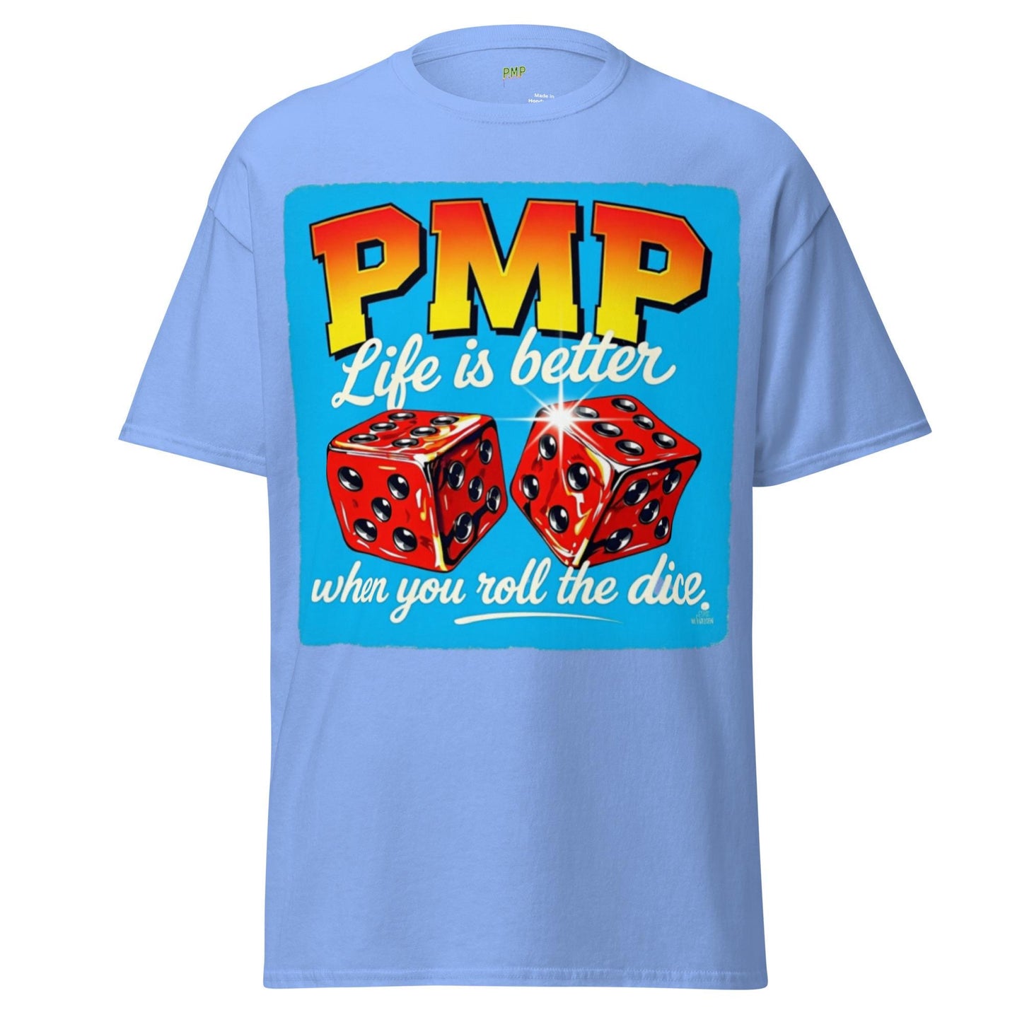 Roll the Dice Tee: Retro PMP Graphic, Combed Cotton
