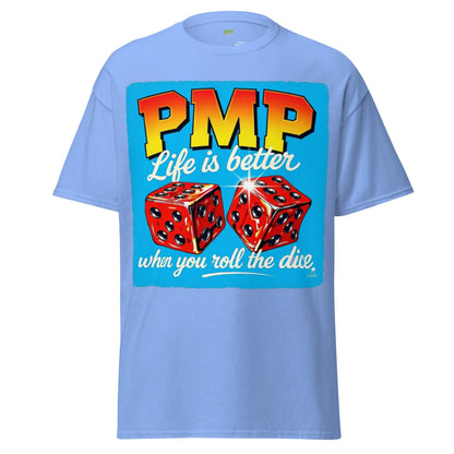 Roll the Dice Tee: Retro PMP Graphic, Combed Cotton