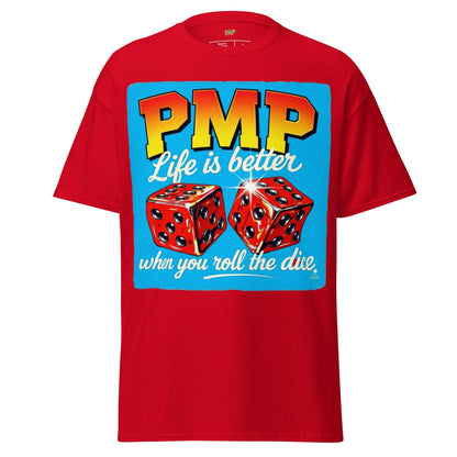 Roll the Dice Tee: Retro PMP Graphic, Combed Cotton