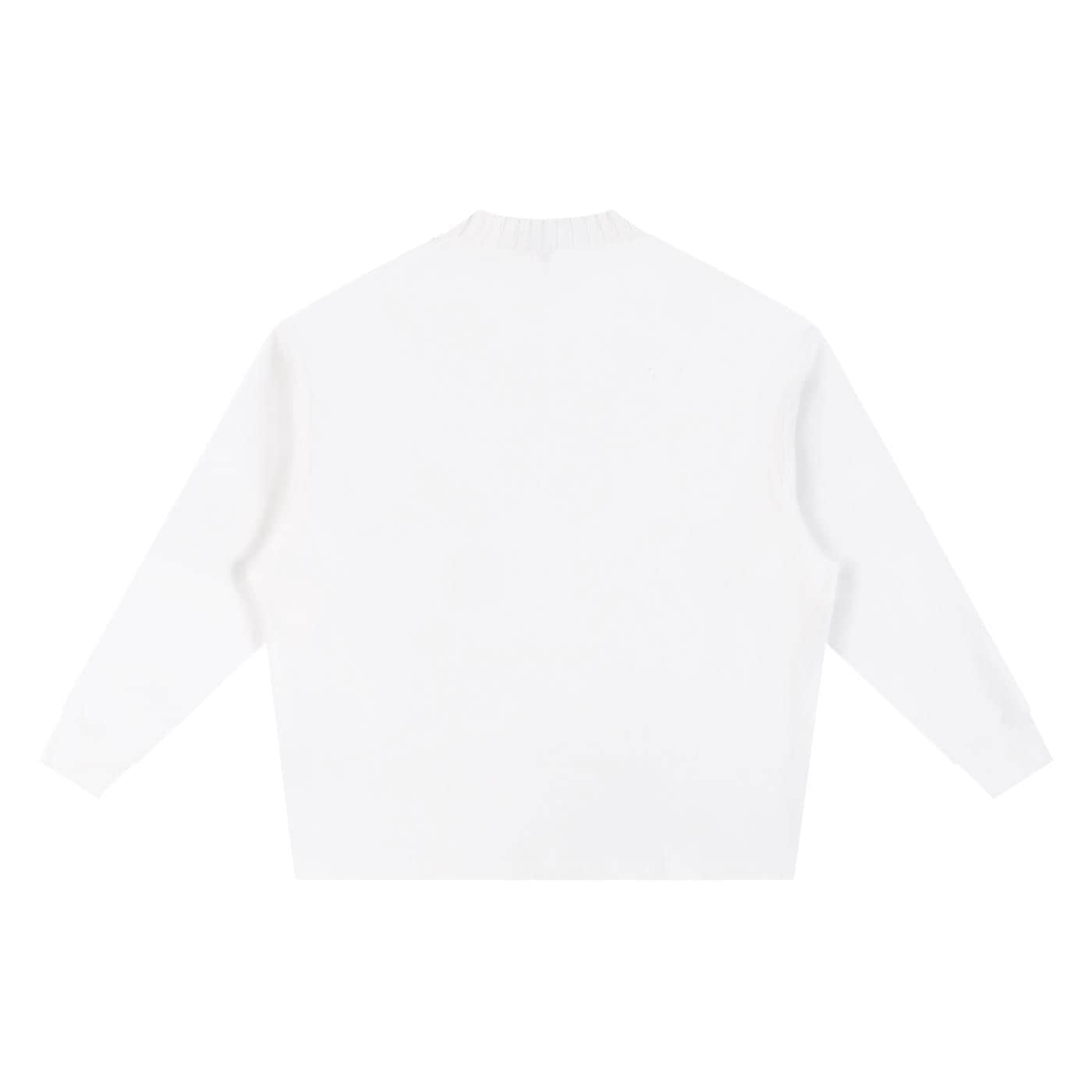 Embroidered "Inspired By The Fear Of Failure"Knitted Round Neck Oversize Sweatshirt