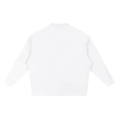 Embroidered "Inspired By The Fear Of Failure"Knitted Round Neck Oversize Sweatshirt
