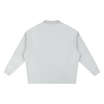 Embroidered "Inspired By The Fear Of Failure"Knitted Round Neck Oversize Sweatshirt